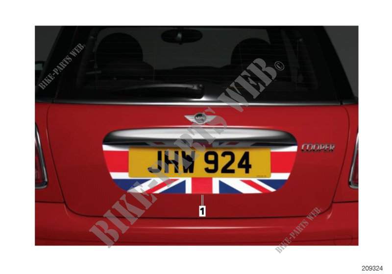 Rear number plate decals per MINI One Eco 55kW 2009