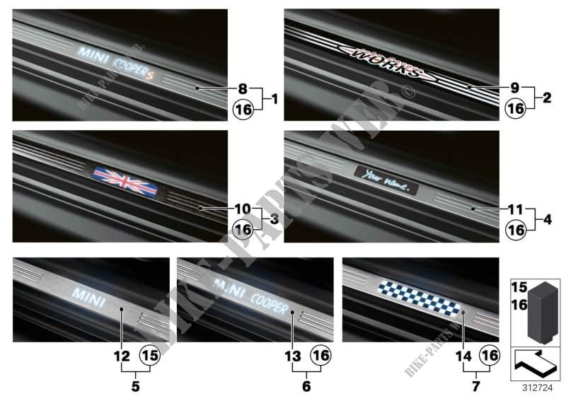 Kit postmont. batticalc. illuminato per MINI Cooper S 2011